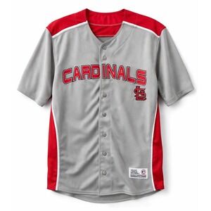 MLB St Louis‎ Cardinals Dynasty Series Jersey Mens Large Gray Red Baseball Shirt